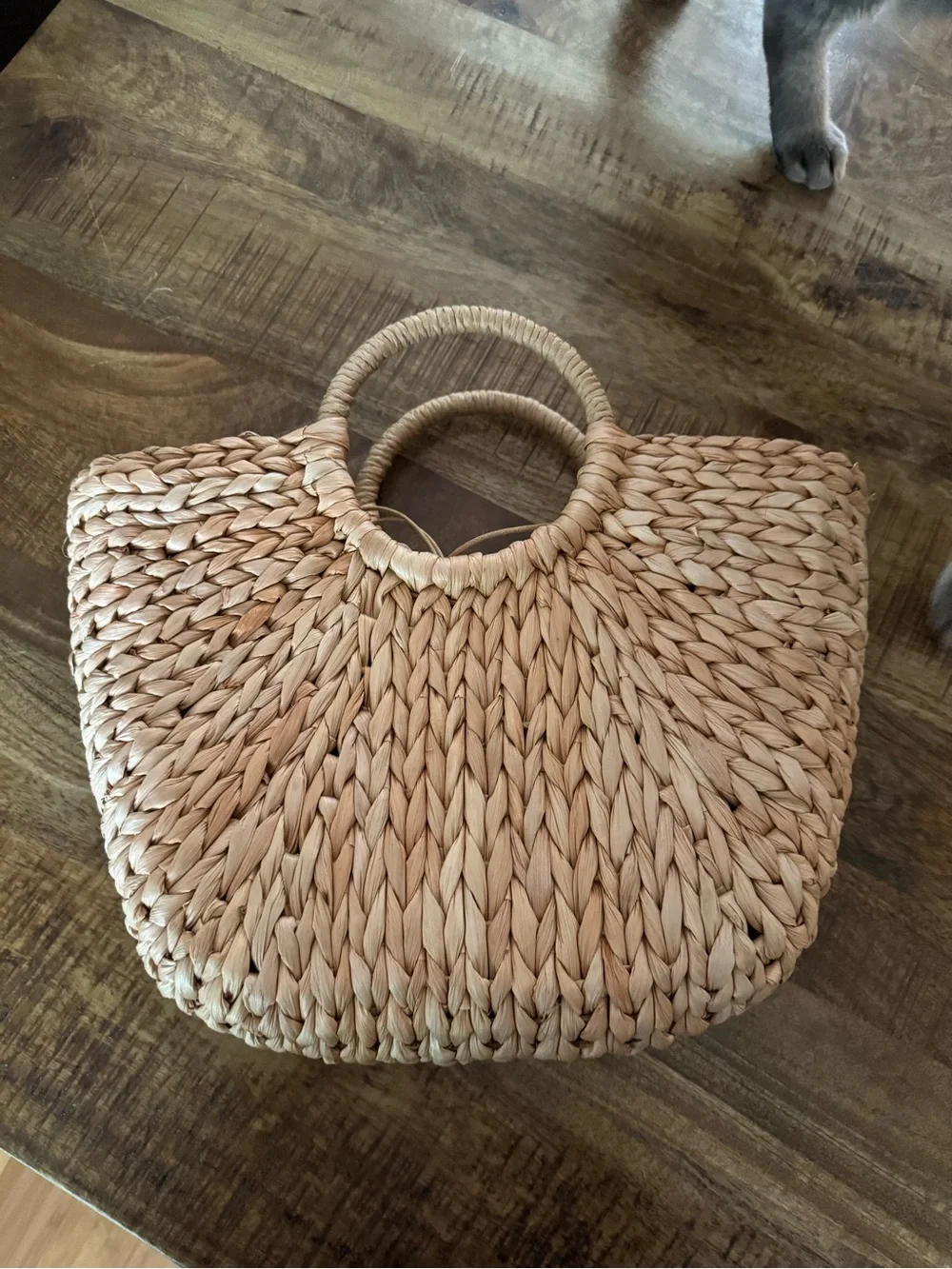 Woven Straw Tote Bag - Natural Tan - Picture 2 of 8